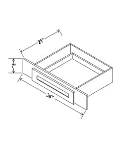Shaker Gray - Knee Drawer - 36"W X 7"H X 21"D