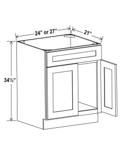 Shaker Espresso - Vanity Sink Base Cabinet - 24"W X 21"D X 34-1/2"H With 2 Door And 1 Dummy Drawer