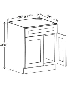 Floral White - 2 Doors 1 Dummy Drawer Vanity Sink Base Cabinet - 24"W X 34.5"H X 21"D - Comes With One Dummy Drawer Front.
