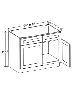 Floral Grey - Vanity Sink Base Cabinet - 30"W x 34 1/2"H x 21"D - 2D