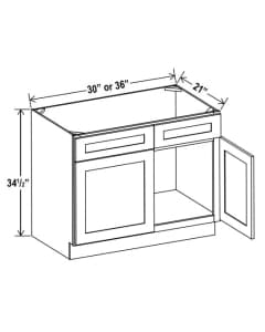 Floral White - 2 Doors 2 Dummy Drawer Vanity Sink Base Cabinet - 30"W X 34.5"H X 21"D - Comes With Two Dummy Drawer Front.