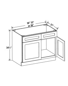Floral Grey - Vanity Sink Base Cabinet - 33"W x 34 1/2"H x 21"D - 2D