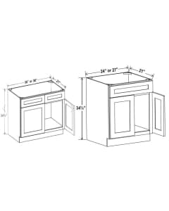 Shaker Gray - Vanity Sink Base Cabinet - 24"W X 21"D X 34-1/2"H - Comes With Dummy Drawer Front.