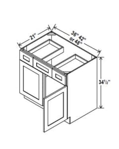 Navy Blue - Vanity Sink Drawer Base Cabinet - 36"W x 34 1/2"H x 21"D - 2 DRW, 2D