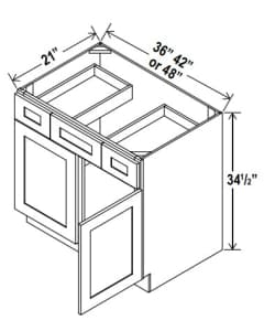 Floral White - 2 Doors Vanity Combo Cabinets - 42"W X 34.5"H X 21"D - 2 Doors, 2 Drawers And One Dummy Drawer.