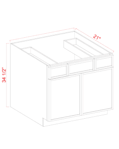 Vanity Sink Drawer Base Cabinet - 36"W x 34 1/2"H x 21"D - 2 DRW, 2D