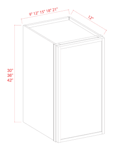 Wall Cabinet - 09"W x 30"H x 12"D - 1D -2S