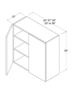 Matte Ivory - Wall Cabinet - 24"W X 30"H X 12"D - 2 Doors - 2 Shelves