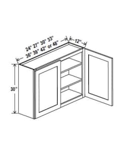 Floral Grey - Wall Cabinet - 42"W x 30"H x 12"D - 2D -2S