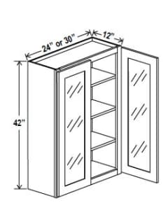 Navy Blue - Wall Glass Door Cabinet - 24"W x 42"H x 12"D - 2D -3S