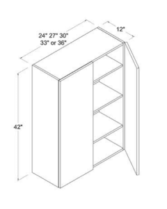 Matte Ivory - Wall Cabinet - 24"W X 42"H X 12"D - 2 Doors - 3 Shelves