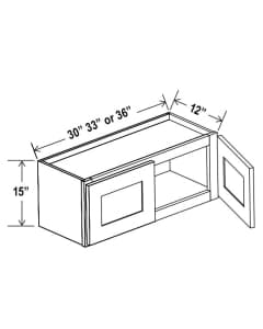 Shaker White - Wall Cabinet Double Door - 30"W X 15"H X 12"D With 2 Door