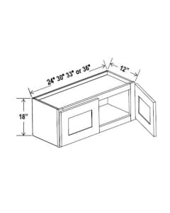 Shaker White - Wall cabinet Double Glass door - 30"W X 18"H X 12"D *Clear Glass Included