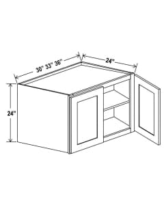 Shaker Gray - Refrigerator Wall Cabinet Double Doors - 30"W X 24"H X 24"D With 2 Door