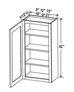 Navy Blue - Wall Cabinet - 09"W x 42"H x 12"D - 1D - 3S
