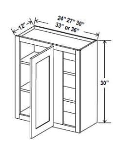 Navy Blue - Wall Blind Corner Cabinet - 24"W x 30"H x 12"D - 1D -2S