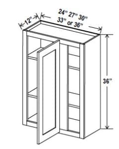 Navy Blue - Wall Blind Corner Cabinet - 27"W x 36"H x 12"D - 1D -2S