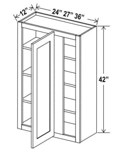 Shaker Espresso - Wall Blind Corner Cabinet - 24"W X 42"H X 12"D With 1 Door And 3 Shelf
