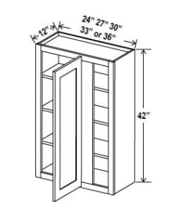 Navy Blue - Wall Blind Corner Cabinet - 24"W x 42"H x 12"D - 1D -3S