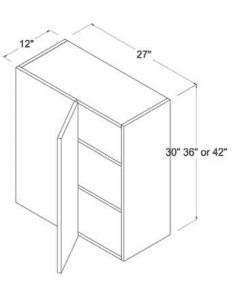 Matte Ivory - Wall Blind Corner Cabinet - 27"W X 30"H X 12"D - 1 Door - 2 Shelves