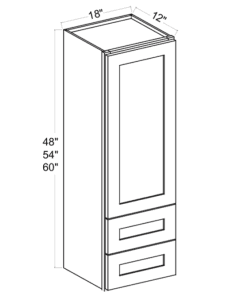 Shaker Gray - Wall With Drawer Cabinet-18"W x 48"H x 12"D- 1D, 2 DRW -2S