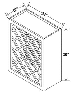 Shaker Espresso - Wall Wine Rack Cabinet - 24"W X 30"H X 12"D